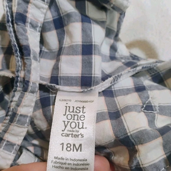 Adorable Kids Checkered Overalls - Blue and White - Picture 4 of 11